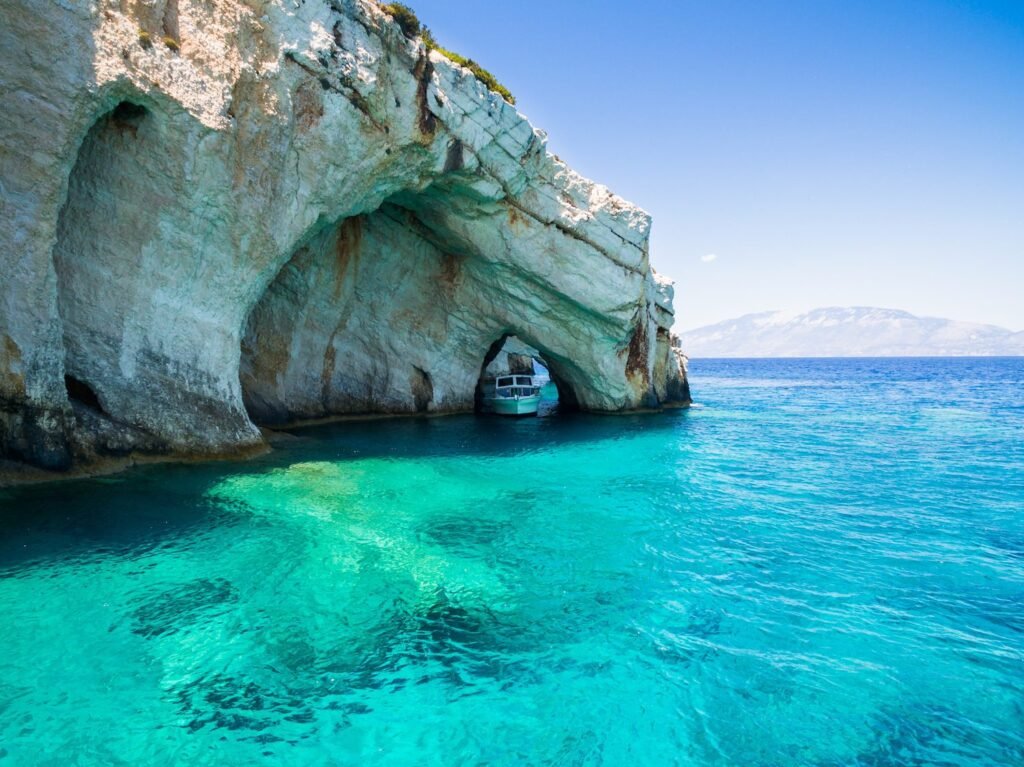 Aerial View Of Agios Nikolaos Blue Caves In Zak 